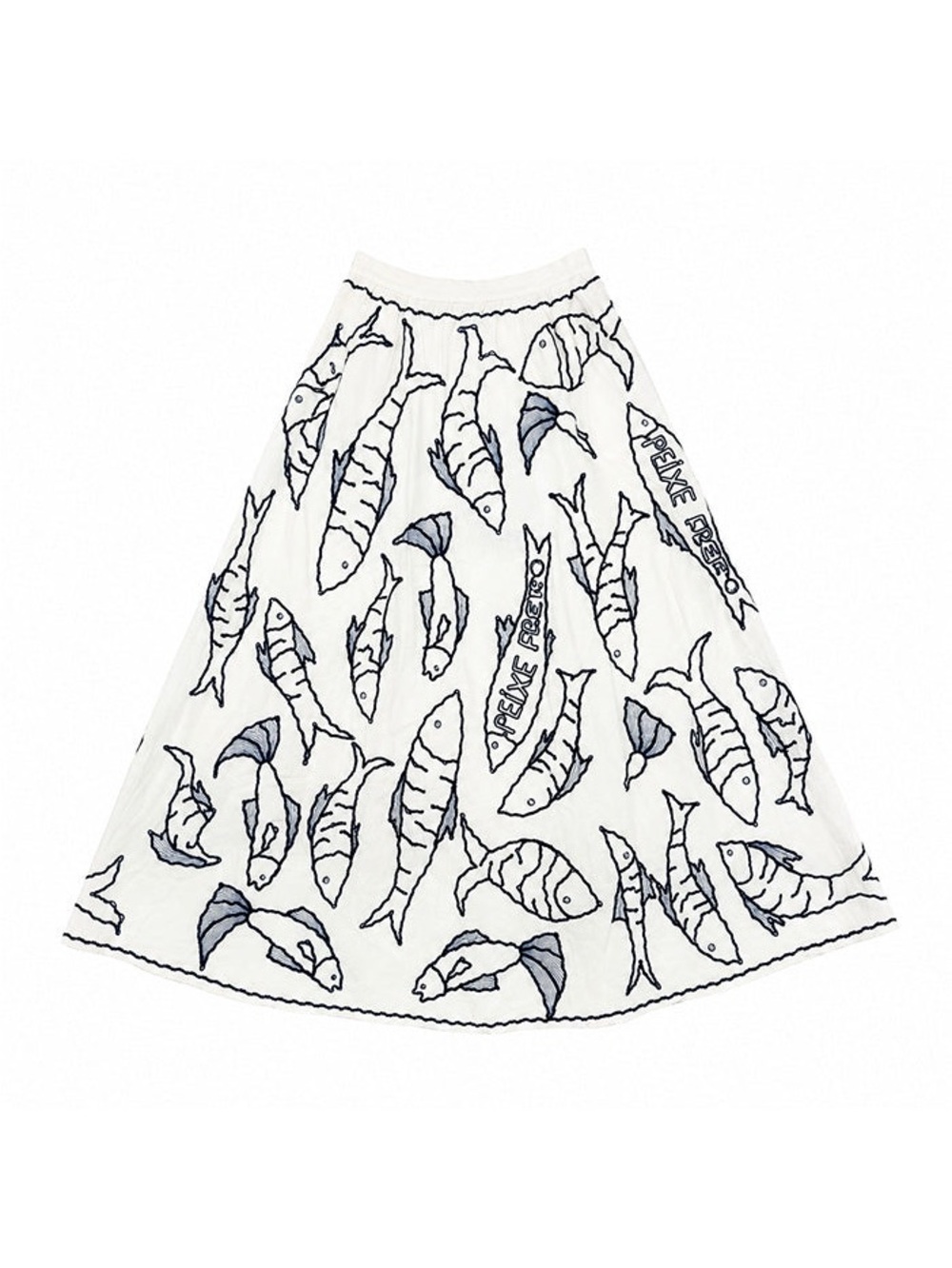 FARM Rio Off-White Fresh Fish Embroidered Midi Skirt Size XS NWT - Picture 16 of 16